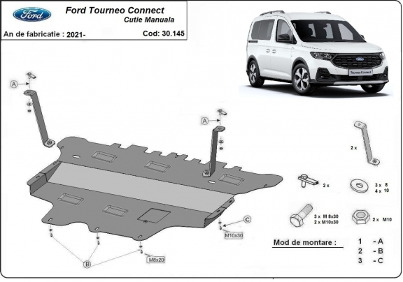 Protection sous moteur et de la boîte de vitesse Ford Tourneo Connect