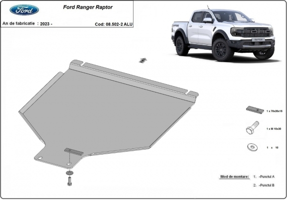 Aluminium protection de la boîte de vitesse Ford Ranger Raptor