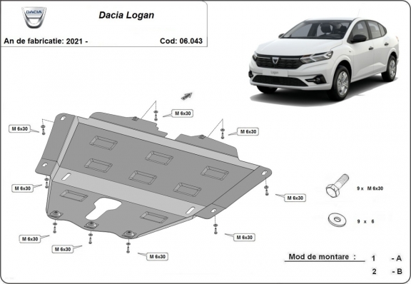 Protection sous moteur et de la boîte de vitesse Dacia Logan