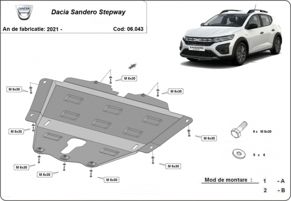 Protection sous moteur et de la boîte de vitesse Dacia Sandero 3 Stepway