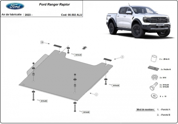 Protection de la boîte de transfert Ford Ranger Raptor - Aluminium