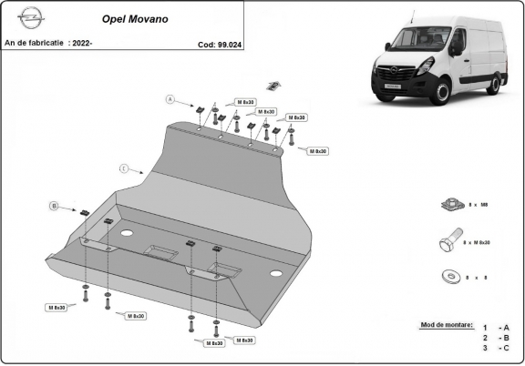 Protection de réservoir Opel Movano C 