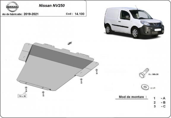 Protection sous moteur et de la boîte de vitesse Nissan NV250
