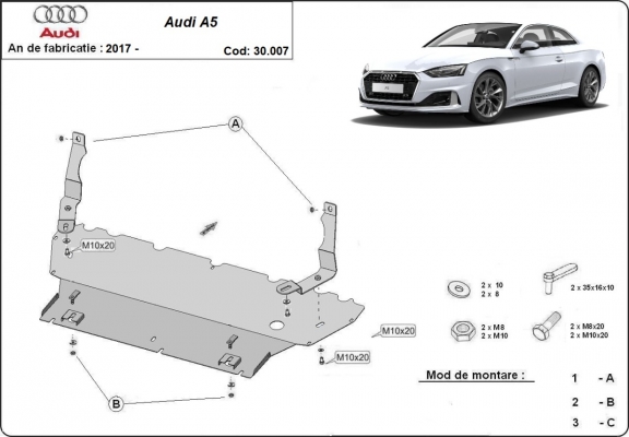 Protection sous moteur et de la radiateur Audi A5