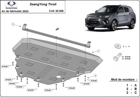 Protection sous moteur et de la radiateur SsangYong Tivoli