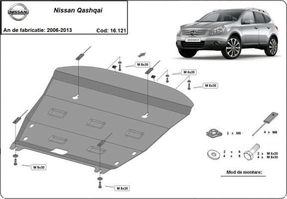 Protection sous moteur et de la boîte de vitesse Nissan Qashqai J10