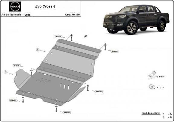 Protection sous moteur et de la radiateur Evo Cross 4
