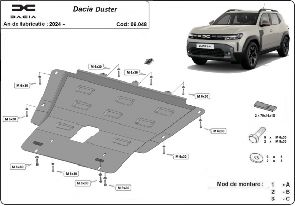 Protection sous moteur et de la boîte de vitesse Dacia Duster - 4x2 + 4x4