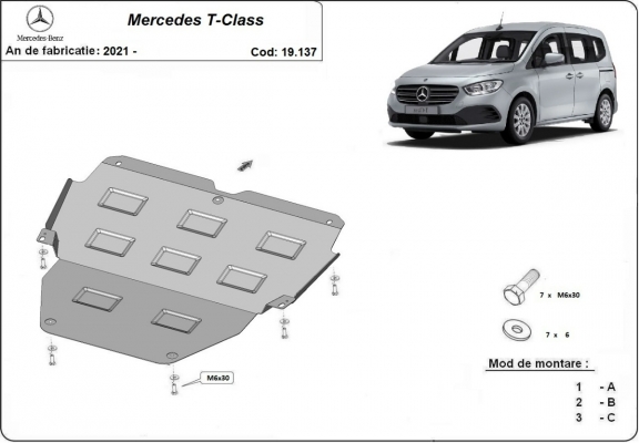 Protection sous moteur et de la radiateur Mercedes T-Classe