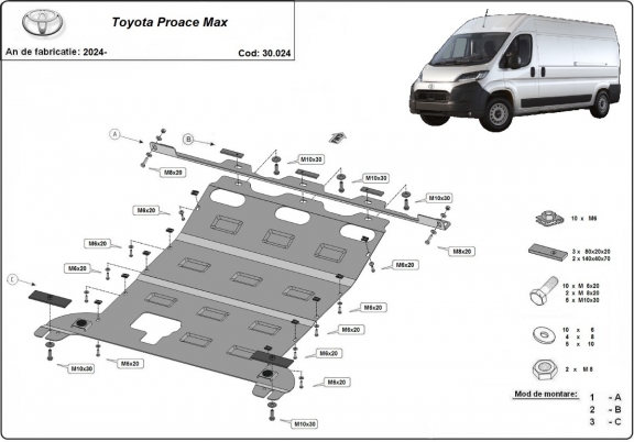 Protection sous moteur et de la boîte de vitesse Toyota Proace Max