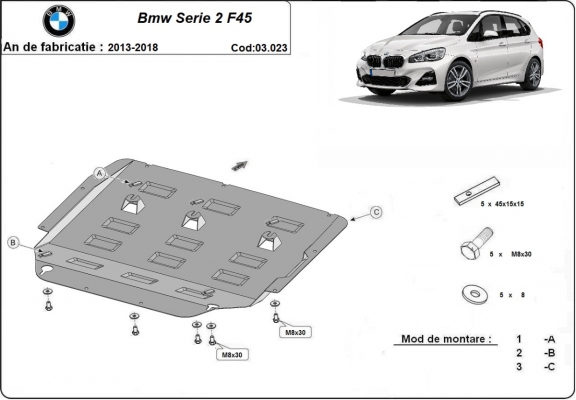 Protection sous moteur et de la boîte de vitesse  BMW Seria 2 F45 / F46	