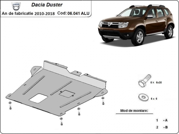 Aluminium protection sous moteur et de la boîte de vitesse Dacia Duster 