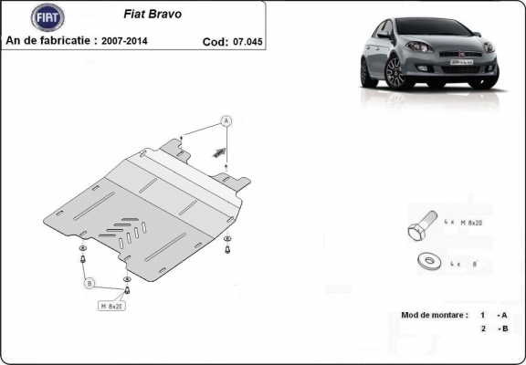 Protection sous moteur et de la boîte de vitesse Fiat Bravo