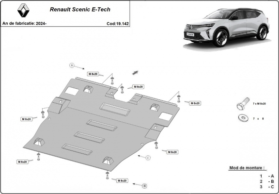 Protection sous moteur et de la boîte de vitesse Renault Scenic E-Tech