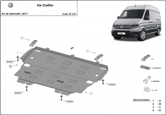 Protection sous moteur et de la boîte de vitesse Vw Crafter