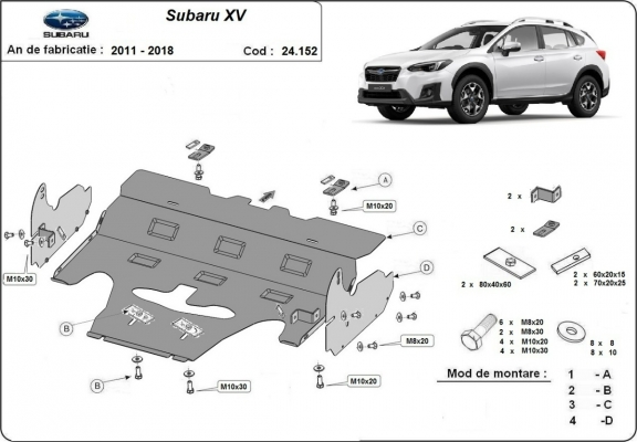 Protection sous moteur et de la radiateur  Subaru XV