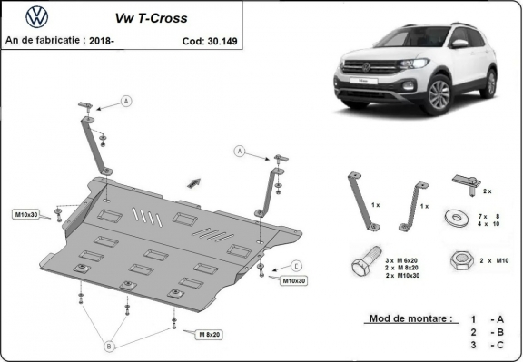 Protection sous moteur et de la boîte de vitesse VW T-Cross