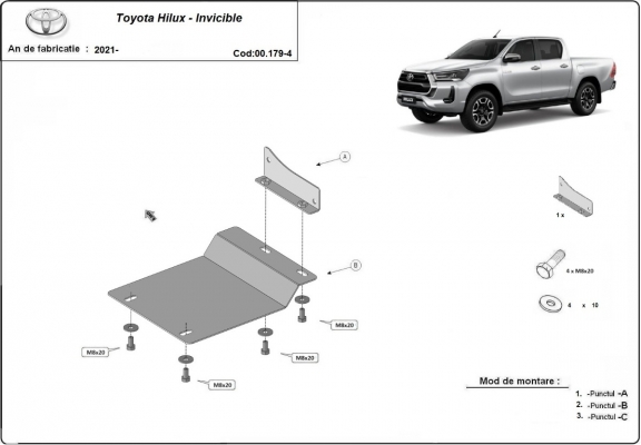 Protection de capteur DPF Toyota Hilux - Aluminium