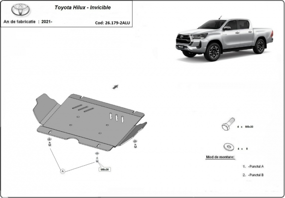 Protection Sous Moteur Toyota Hilux Invincible- Aluminium