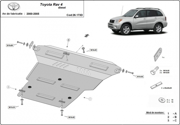 Protection sous moteur et de la boîte de vitesse Toyota Rav4 Diesel