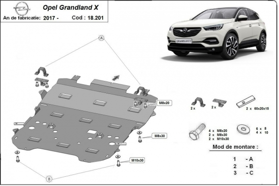 Protection sous moteur et de la boîte de vitesse Opel Grandland X