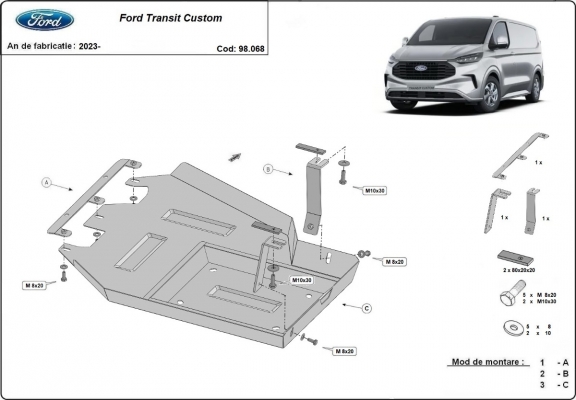 Protection réservoir AdBlue Ford Transit Custom