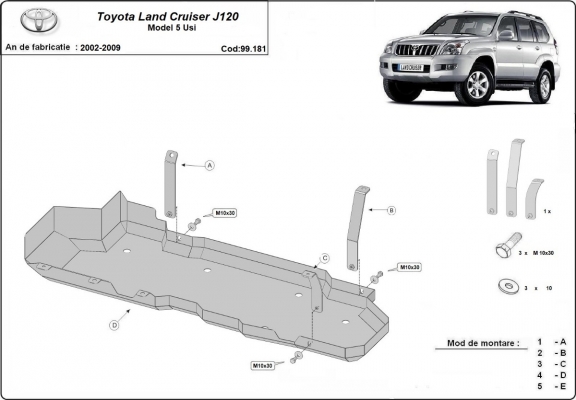 Protection de réservoir Toyota Land Cruiser J120 - uniquement pour le modèle 5 portes
