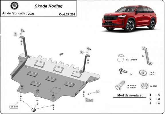 Protection sous moteur et de la boîte de vitesse Skoda Kodiaq