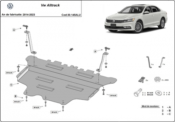 Aluminium protection sous moteur et de la boîte de vitesse VW Passat Alltrack