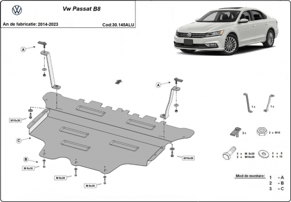 Aluminium protection sous moteur et de la boîte de vitesse VW Passat B8