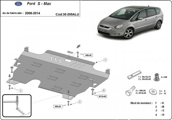 Aluminium protection sous moteur et de la boîte de vitesse Ford S-Max