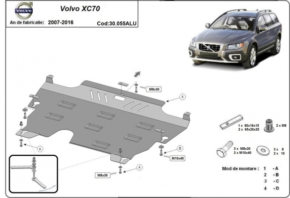 Aluminium protection sous moteur et de la boîte de vitesse Volvo XC70