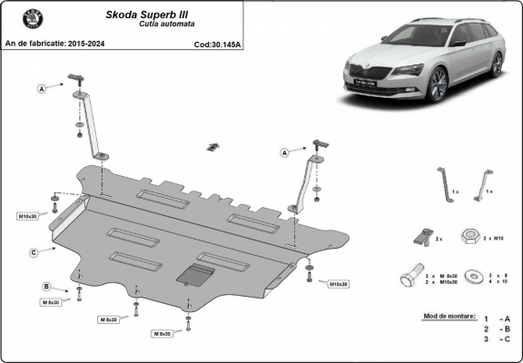 Protection sous moteur et de la boîte de vitesse Skoda Superb - Boîte de vitesse automatique