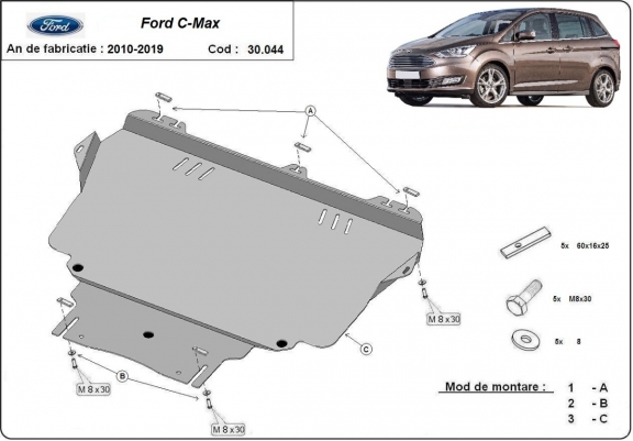 Protection sous moteur et de la boîte de vitesse Ford C - Max