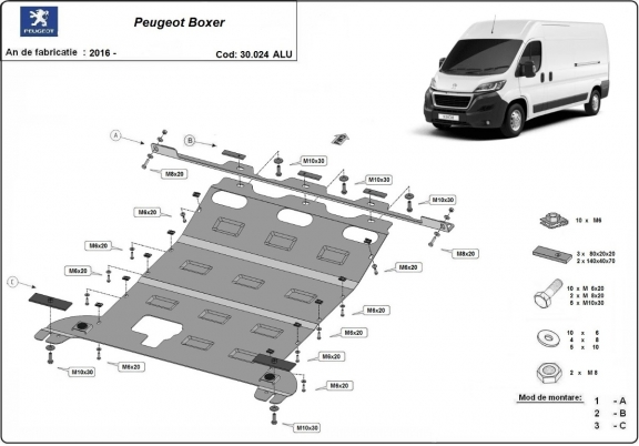 Aluminium protection sous moteur et de la boîte de vitesse Peugeot Boxer