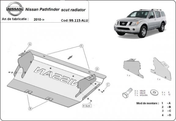 Aluminium protection de radiateur Nissan Pathfinder