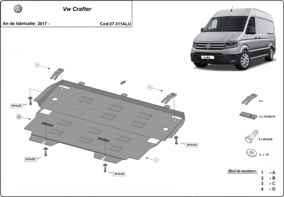 Aluminium protection sous moteur et de la boîte de vitesse Vw Crafter