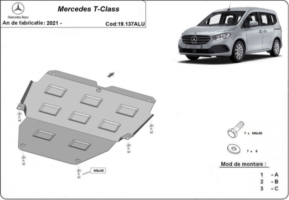 Aluminium protection sous moteur et de la boîte de vitesse Mercedes T-Class