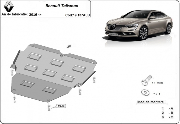Aluminium protection sous moteur et de la boîte de vitesse Renault Talisman