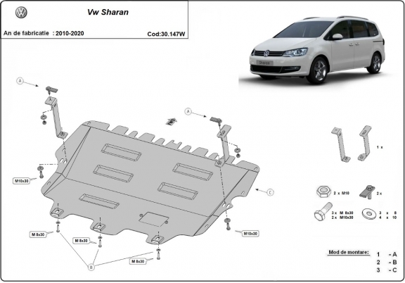 Protection sous moteur et de la boîte de vitesse Volkswagen Sharan - Webasto