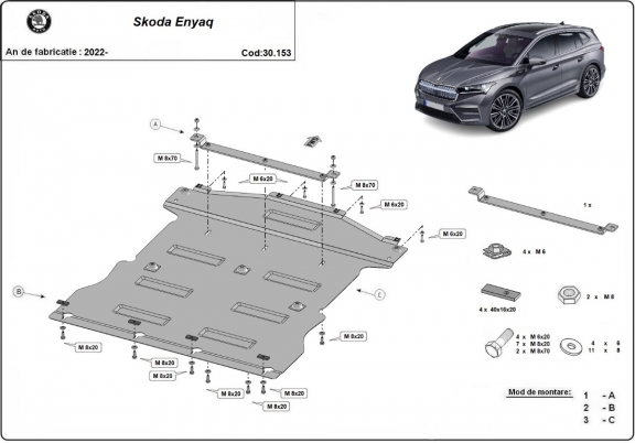 Protection sous moteur et de la boîte de vitesse Skoda Enyaq
