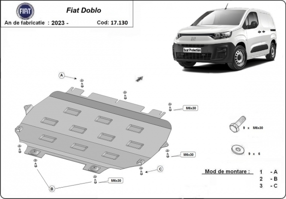 Protection sous moteur et de la boîte de vitesse Fiat Doblo