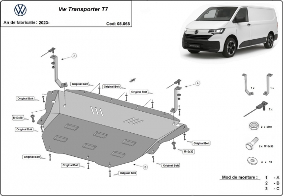 Protection sous moteur et de la boîte de vitesse Volkswagen Transporter T7 Van