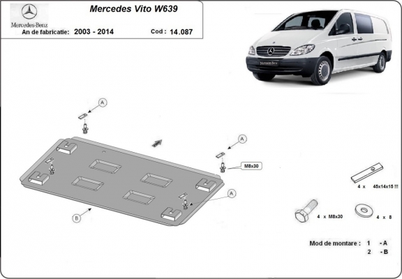 Protection Sous Moteur Mercedes Vito W639 - 2.2 D 4x2, 4x4