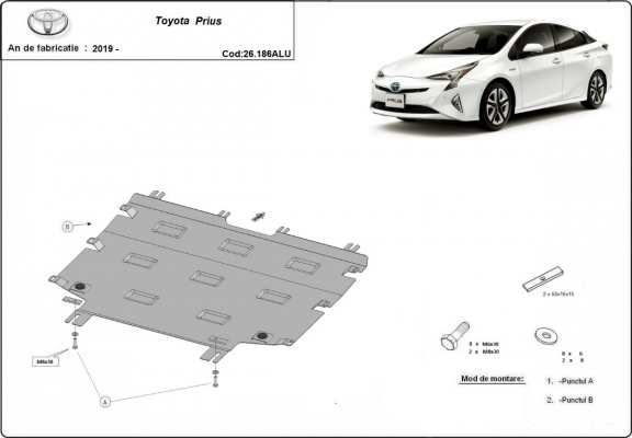 Protection sous moteur et de la boîte de vitesse Toyota Prius - Aluminium  