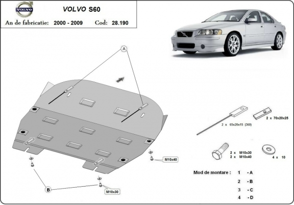Protection sous moteur et de la boîte de vitesse Volvo S60