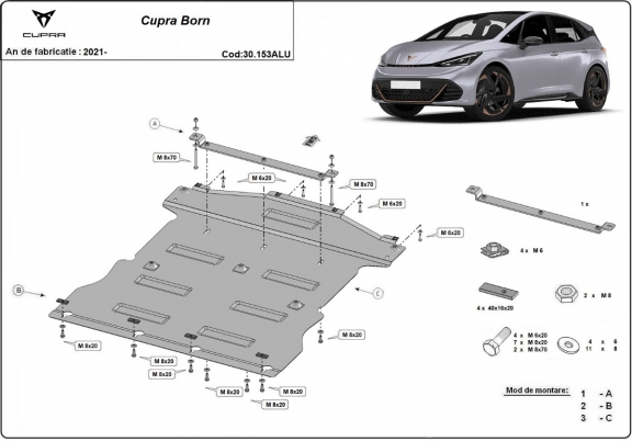 Aluminium protection sous moteur et de la boîte de vitesse Cupra Born
