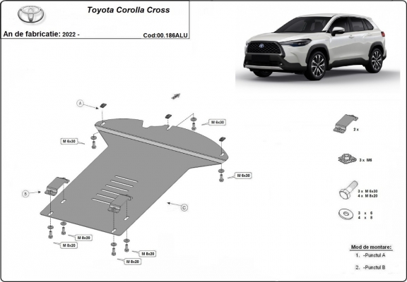 Protection / verrou de catalyseur en aluminium pour Toyota Corolla Cross