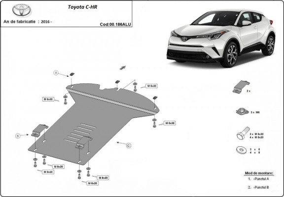 Protection / verrou de catalyseur en aluminium pour Toyota C-HR