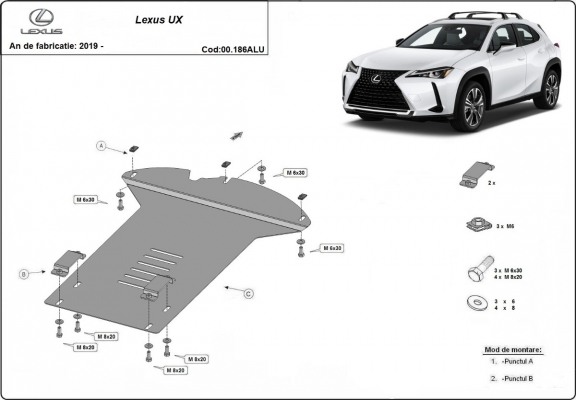 Protection / verrou de catalyseur en aluminium pour Lexus UX